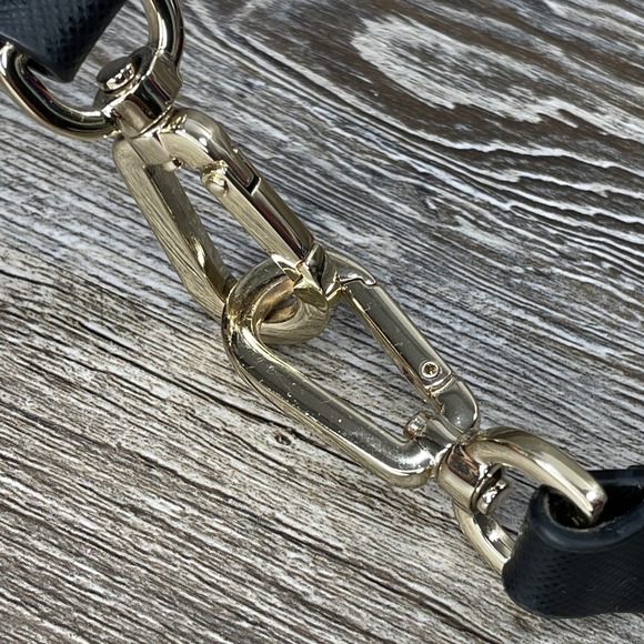 TORY BURCH Leather REPLACEMENT Strap Excellent GoldTone Crossbody Black 5/8" - Picture 4 of 6